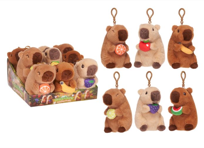 (Mis 0) CAPYBARA Portachiavi Peluche 13cm c/bagclip In espo da pz 6ass…x…x120